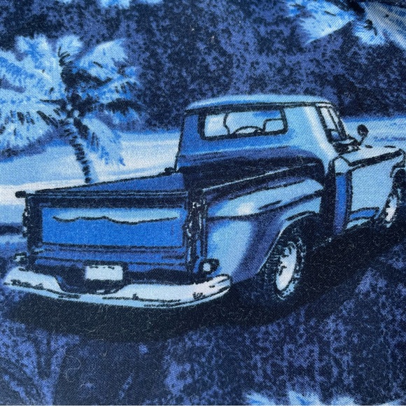 Puritan 100% Rayon "Moonlight Chevy" Print Front Pocket Hawaiian Camp Shirt 2XL - Picture 9 of 13